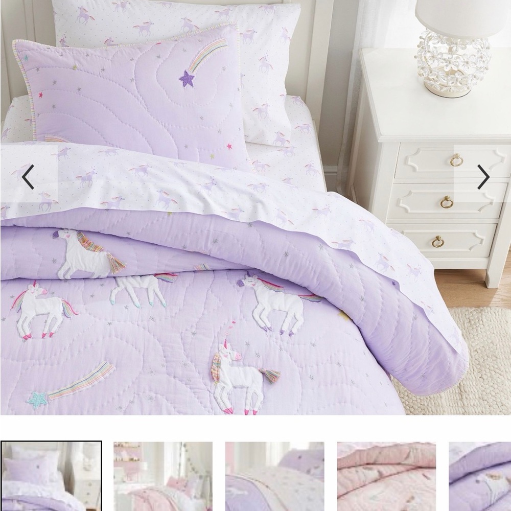 Pottery Barn Kids Lavender Unicorn Bedding Set